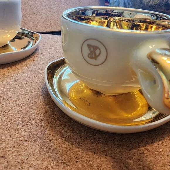 DANGRYA VENICE EXPRESSO CUP AND SAUCER 'FIORE' SET OF 4